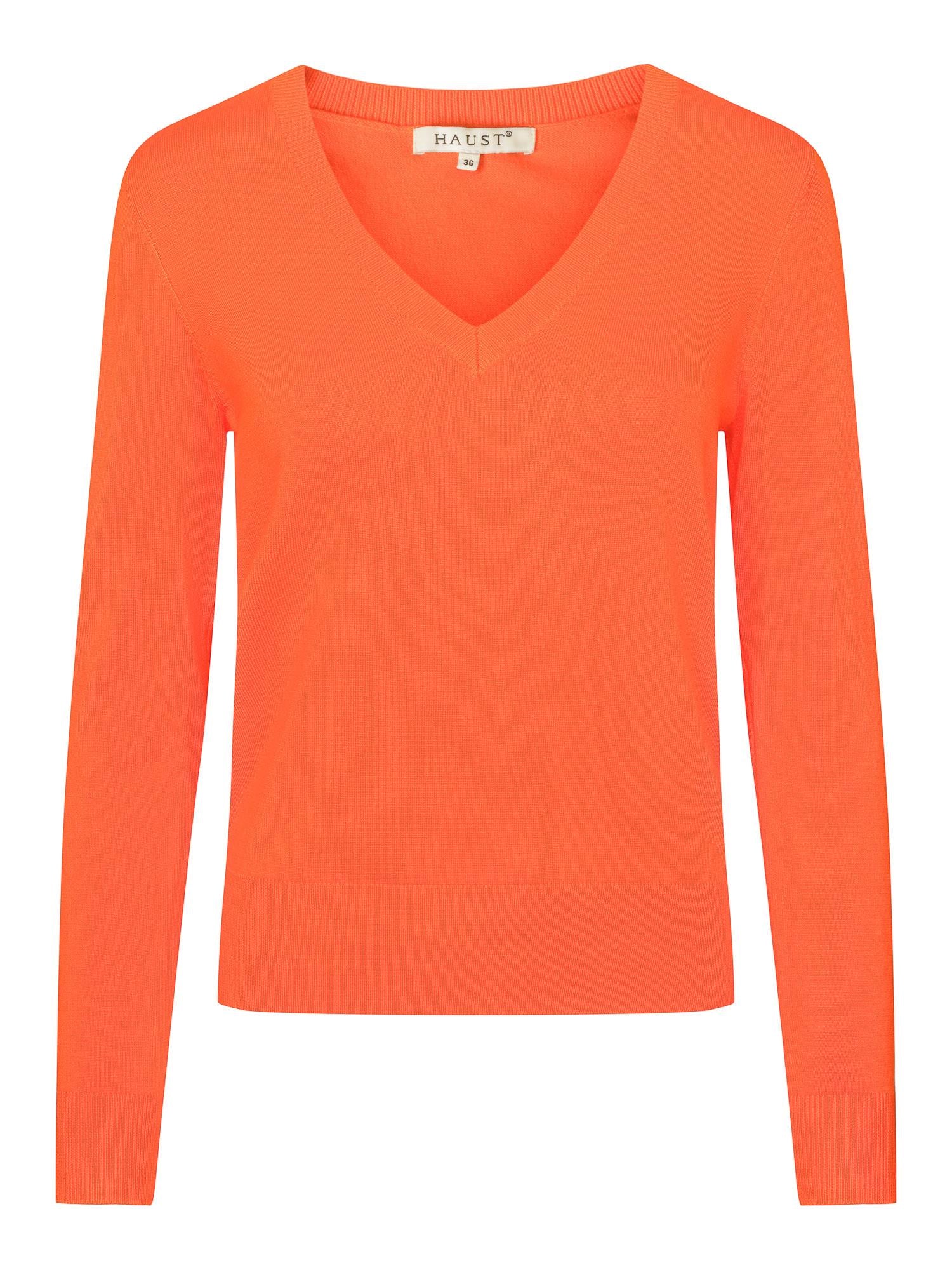 Knitted V-neck pullover Orange