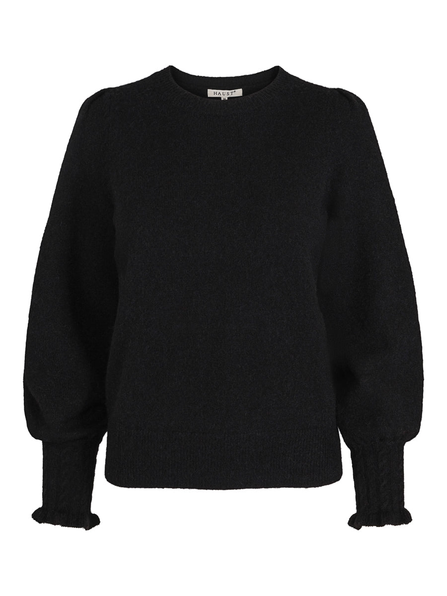 Mohair cable cuff pullover Black