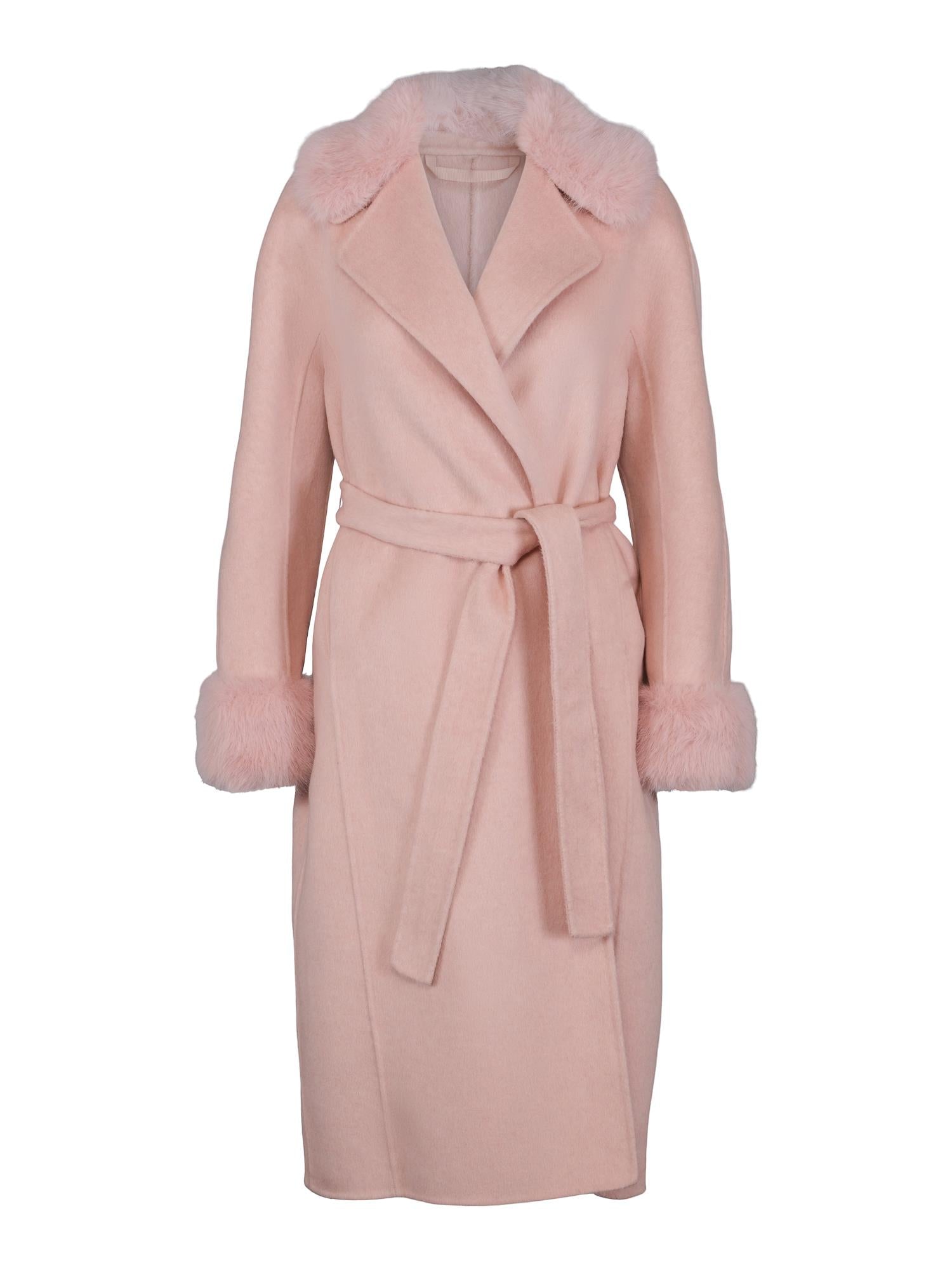 Fab wool coat w/faux fur Rose