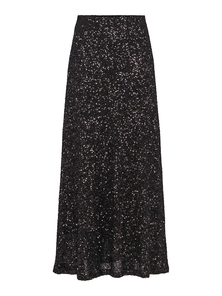 Long sequins skirt Black