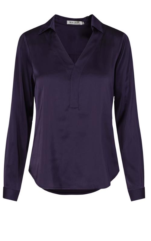 V-neck classic blouse Marineblå
