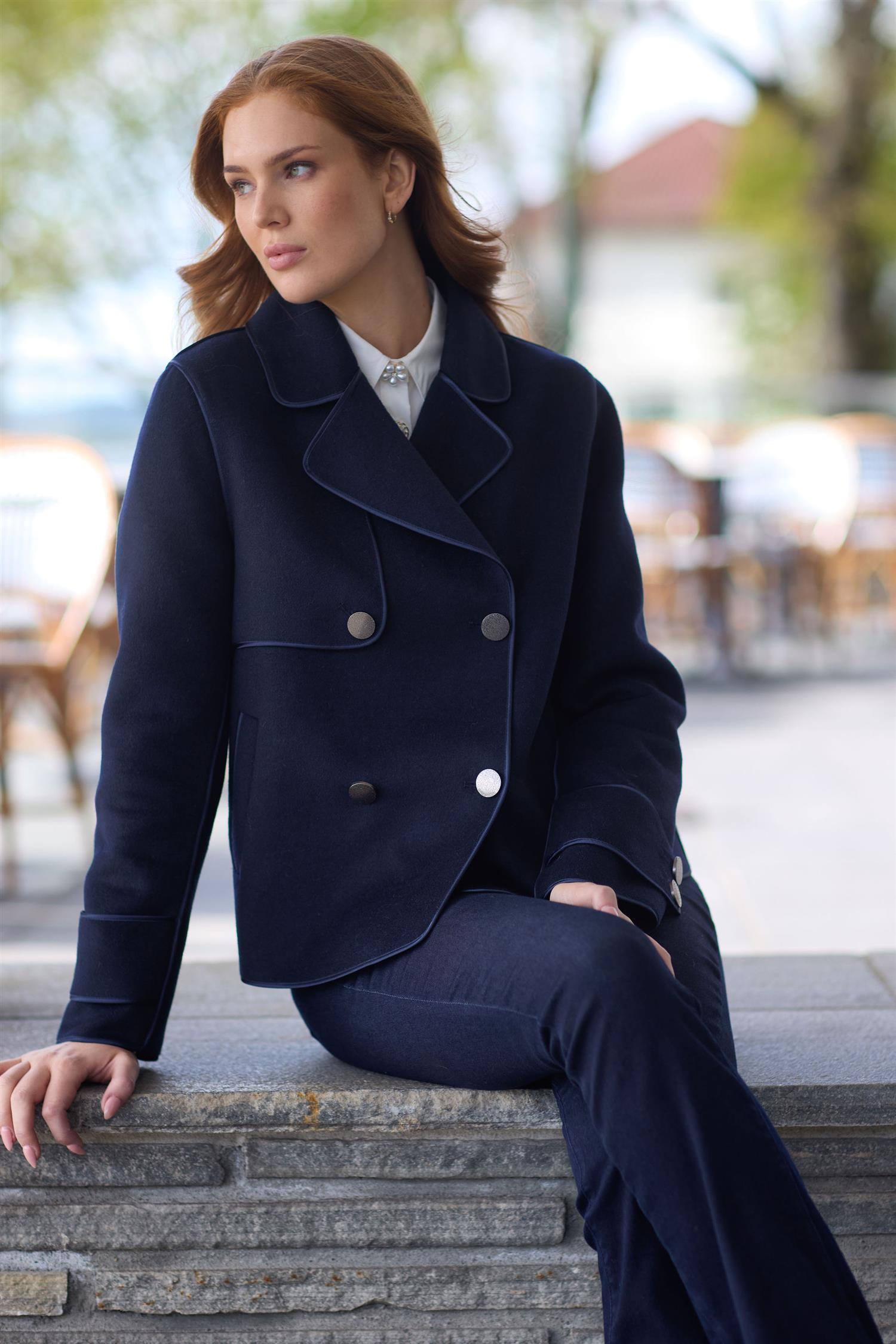 Classic wool jacket Marineblå