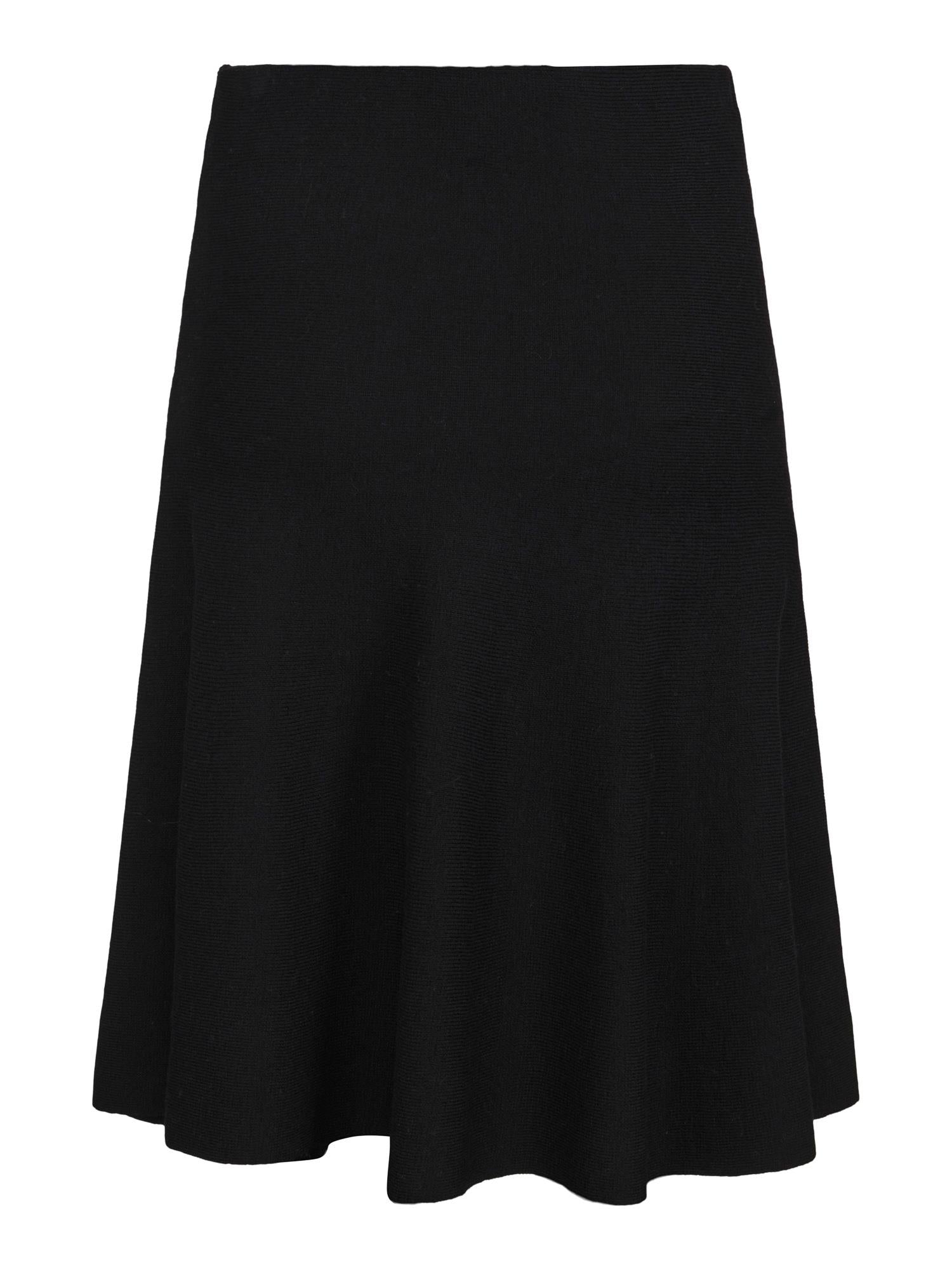 Knitted merino wide skirt Sort