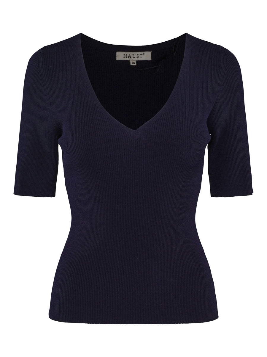 V-neck rib pullover Navy