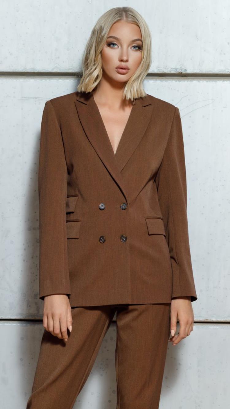 Dbl chested blazer Cognac