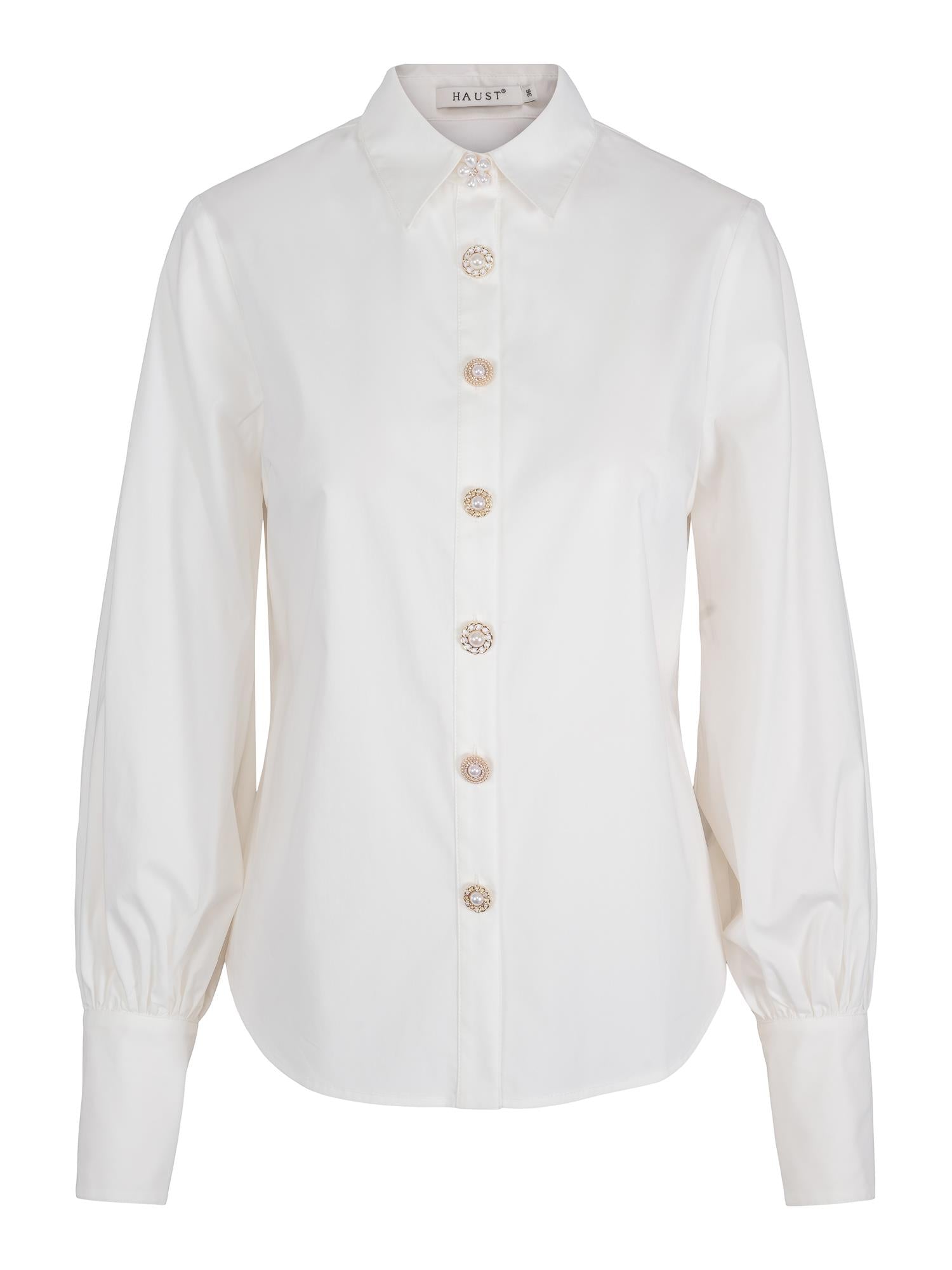 Button stretch blouse Hvit