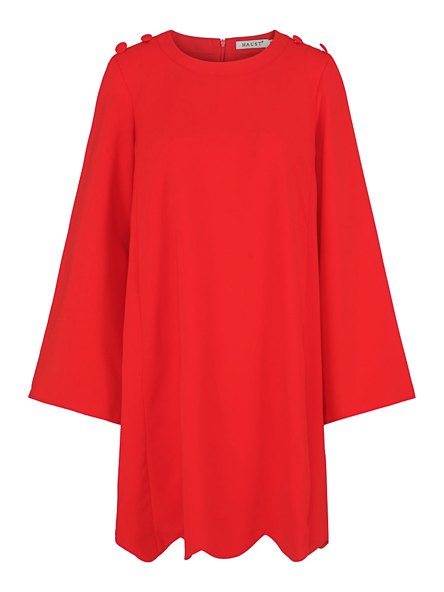 Button shoulder dress Red