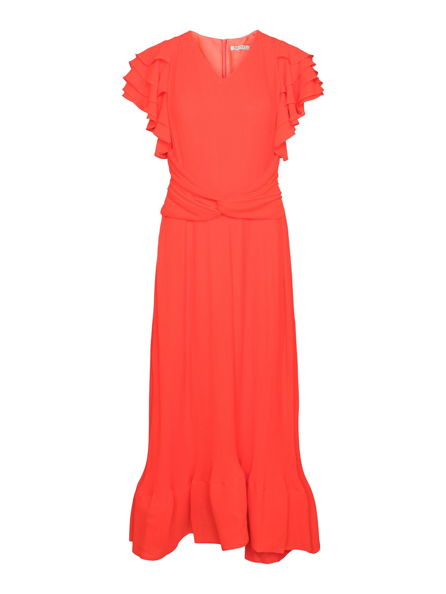Long pleated dress Orange