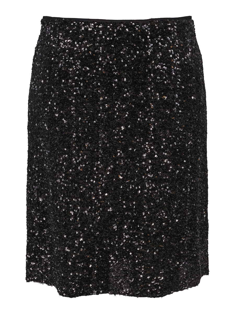 A-shape sequins skirt Black