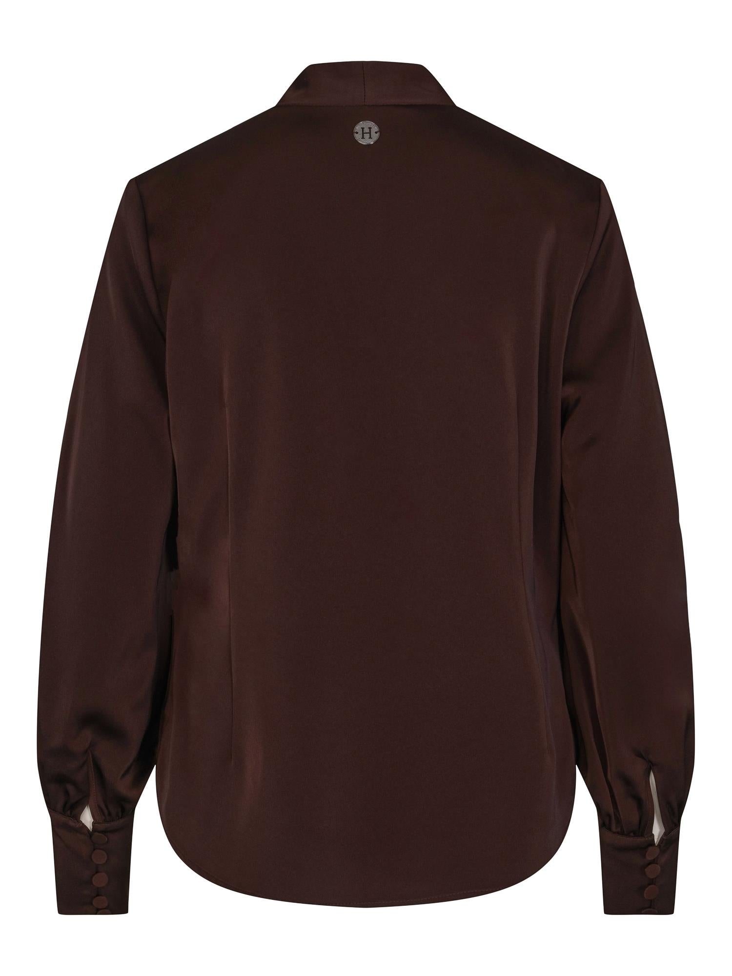 Classic V-neck blouse Mørkebrun