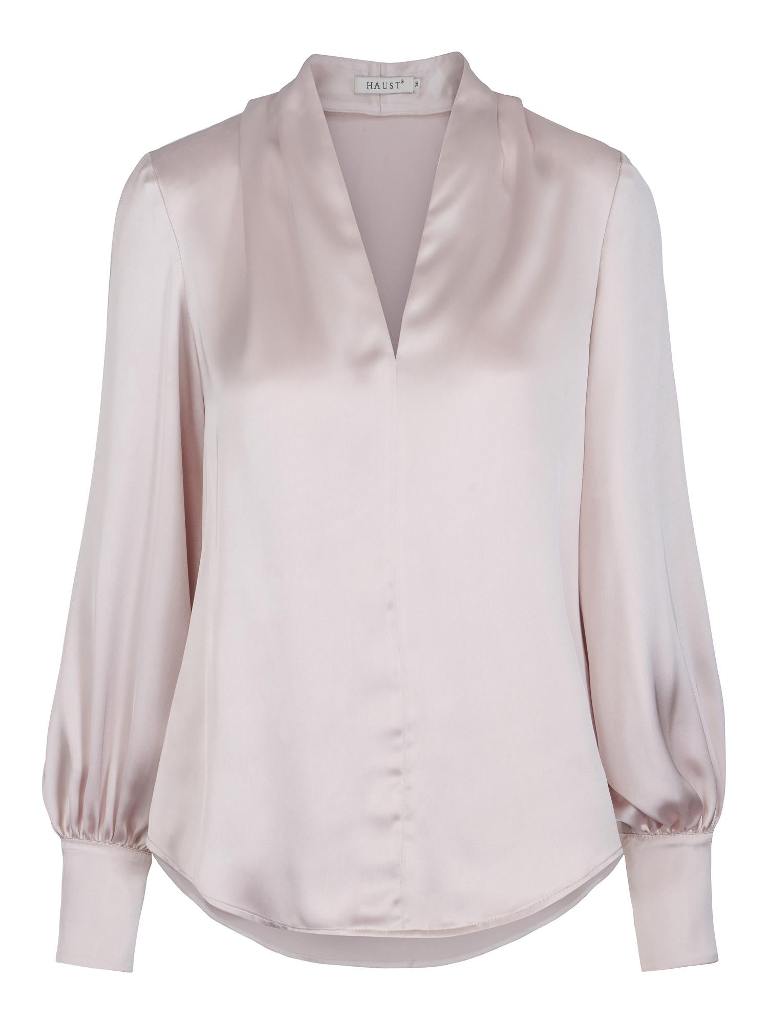 Classic V-neck blouse Champagnefarget