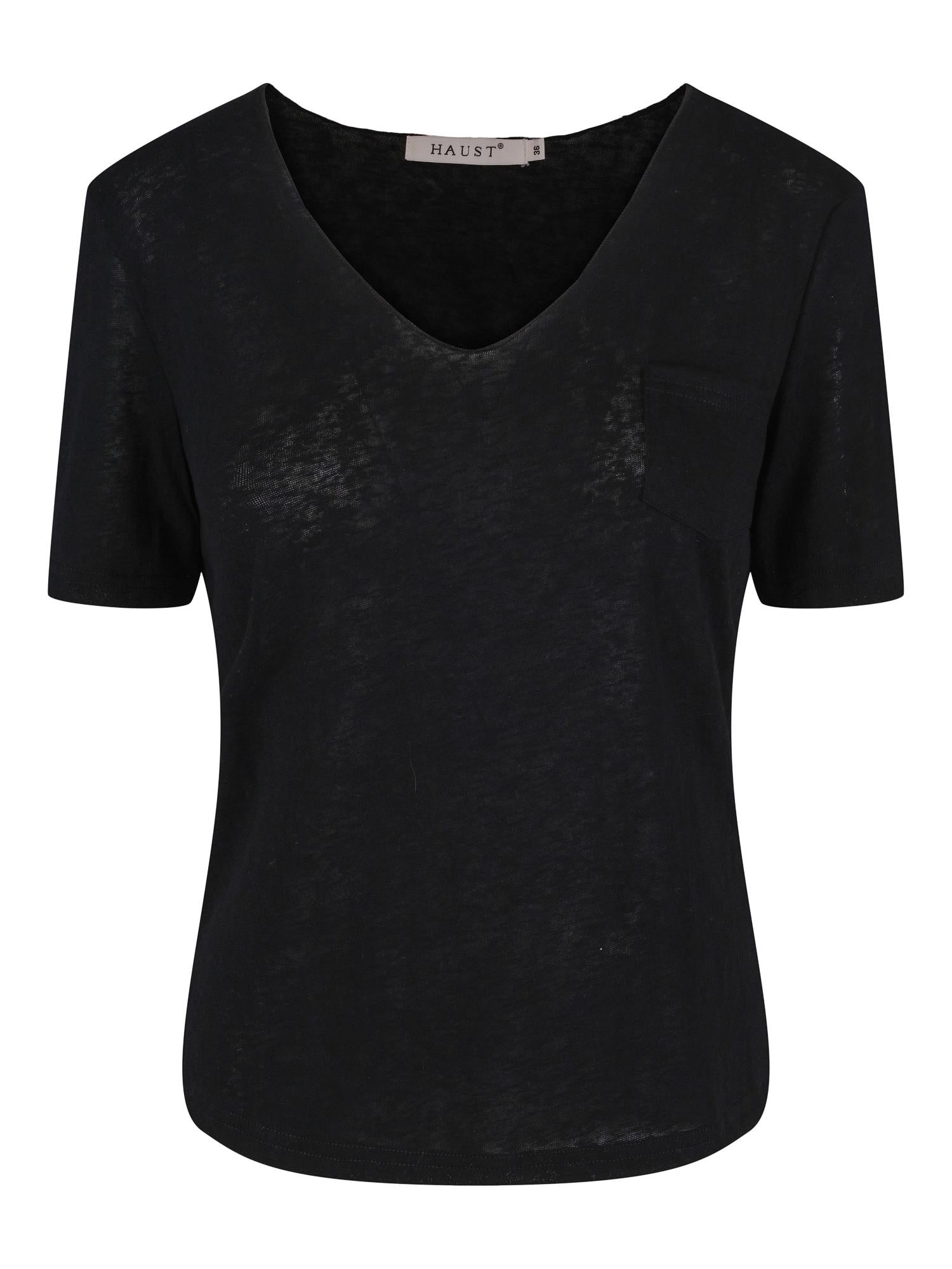 Linen V-neck top Sort