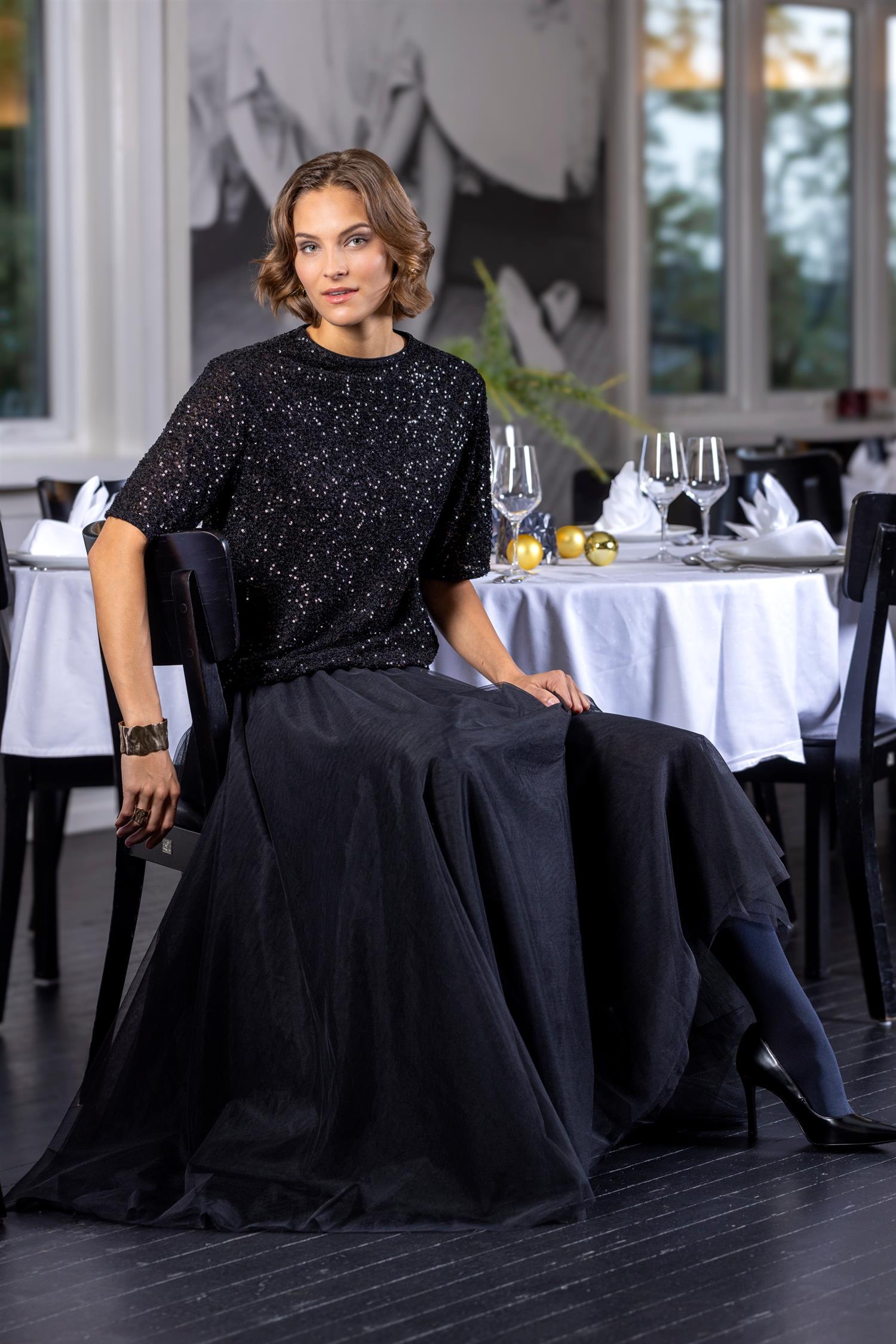 Long Tulle skirt Black