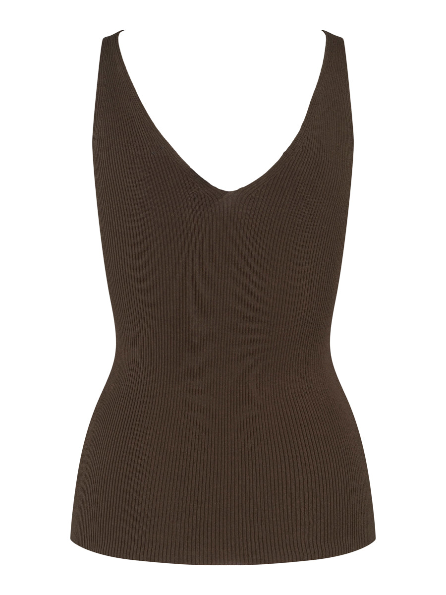 Rib knitted singlet Olive