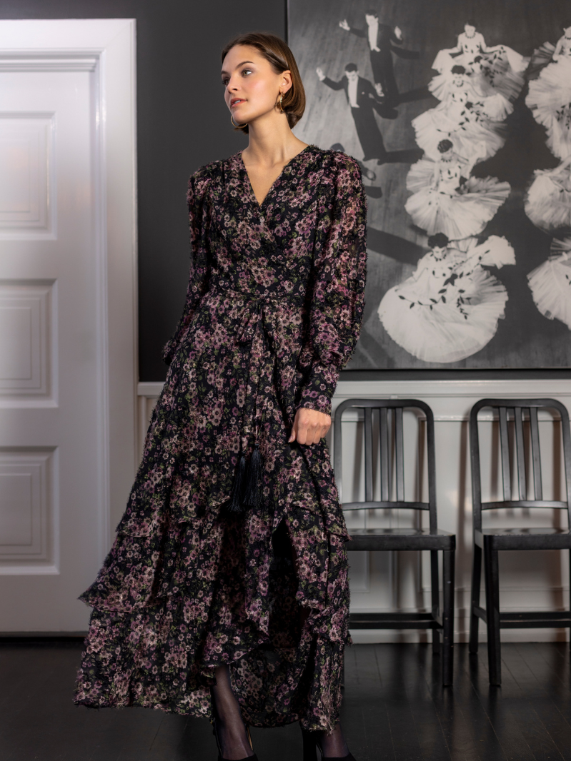 Long wrap dress Flower