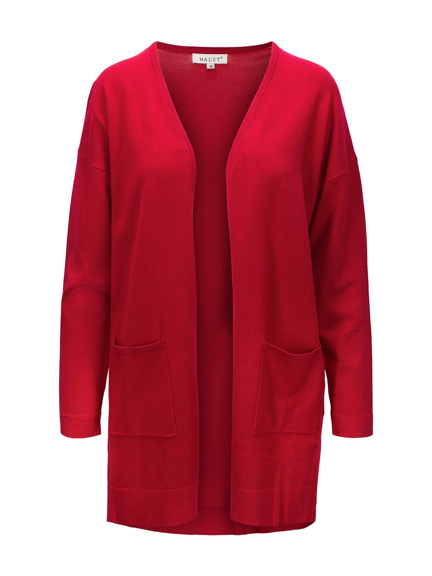 Knitted Long Cardigan Red