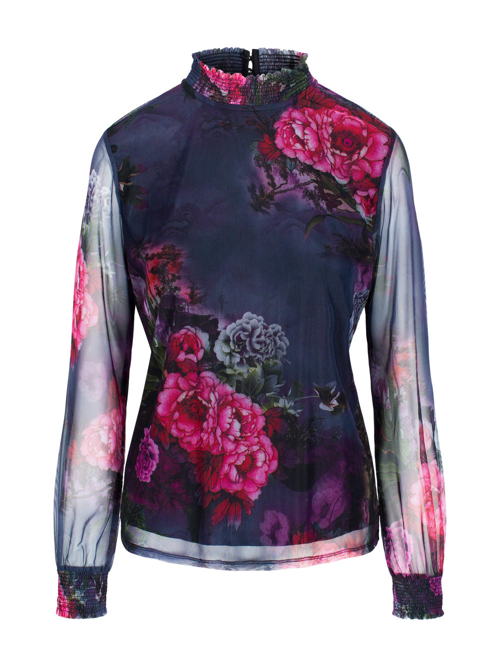 Mesh blouse Flower