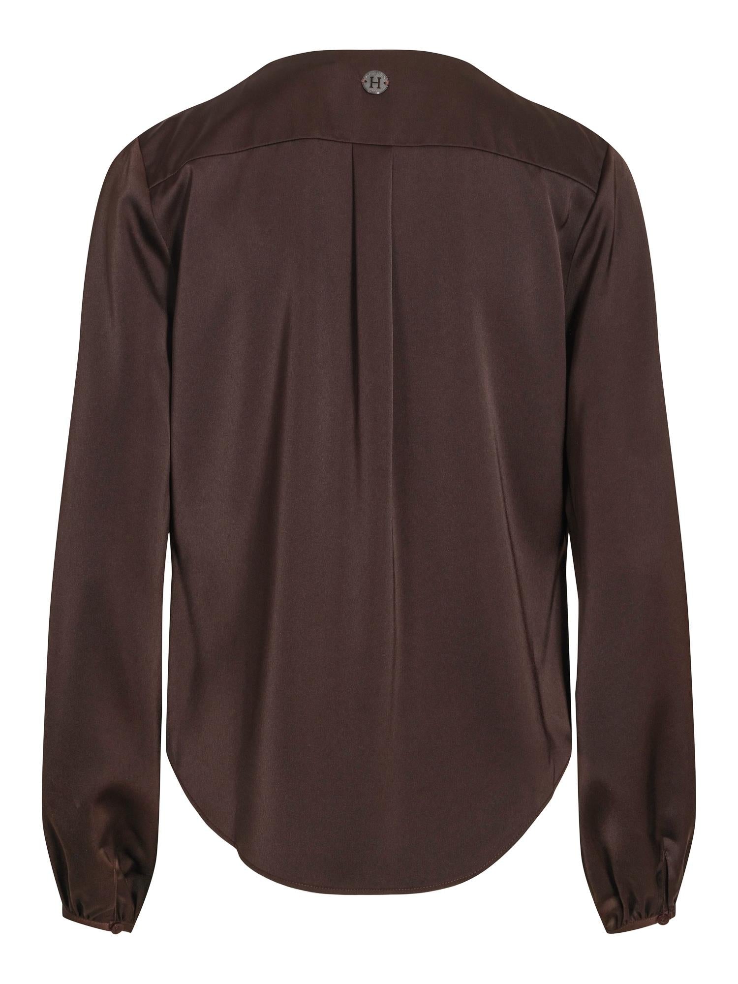 Pleat blouse Mørkebrun