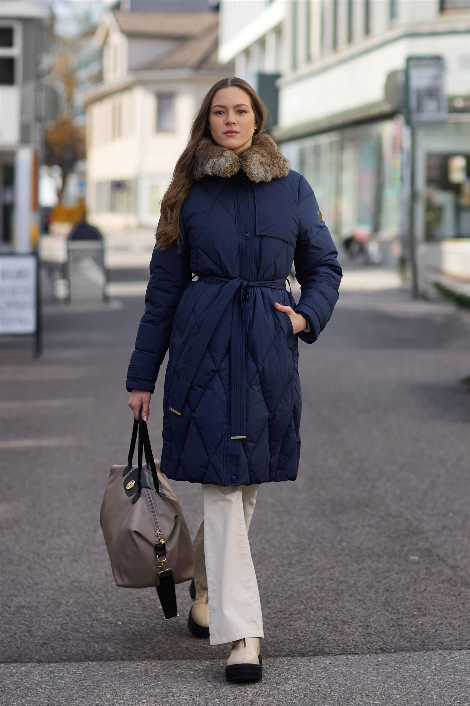 Fashion down coat Marineblå