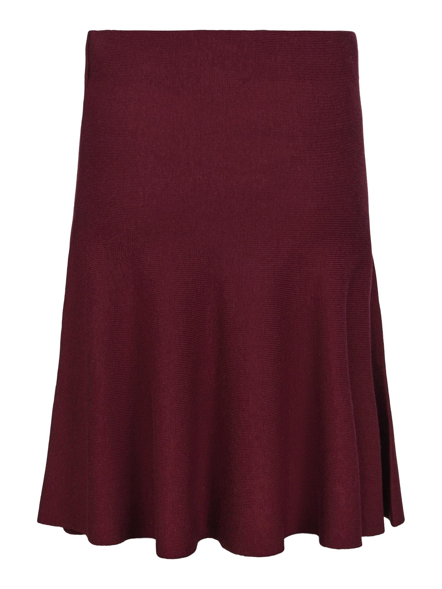 Knitted merino wide skirt Deep burgundy