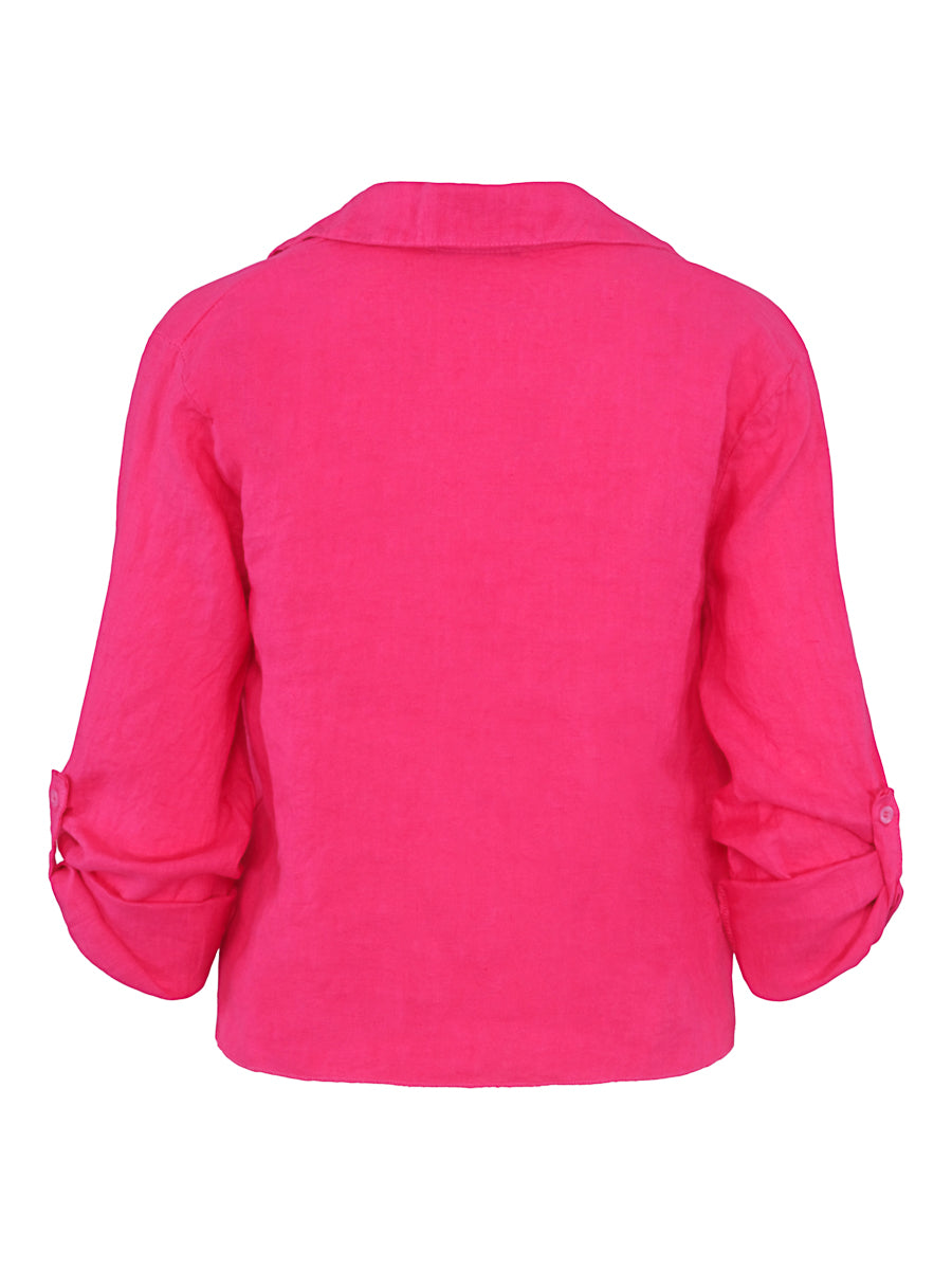 Tie linen shirt Cerise