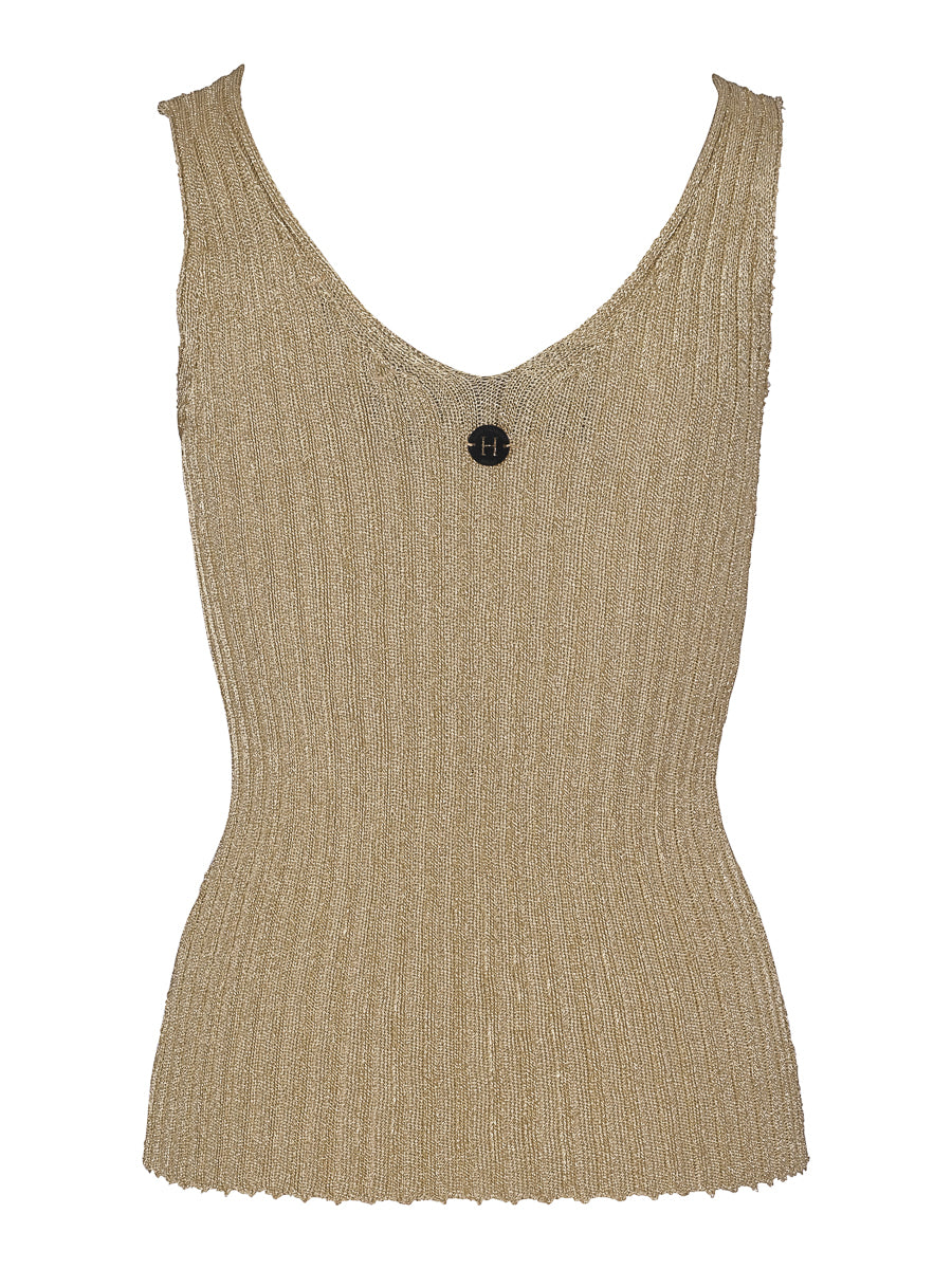 Knitted party singlet Gold
