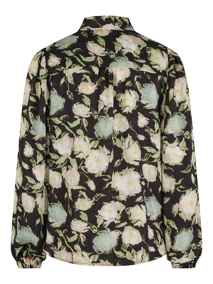 Feminine loose blouse Black/Flower
