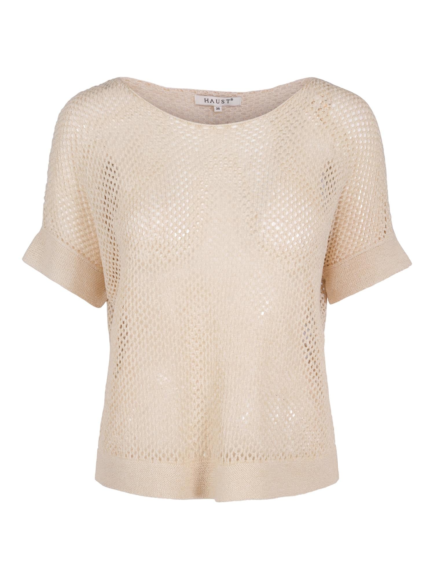 Open knit pullover lys-beige