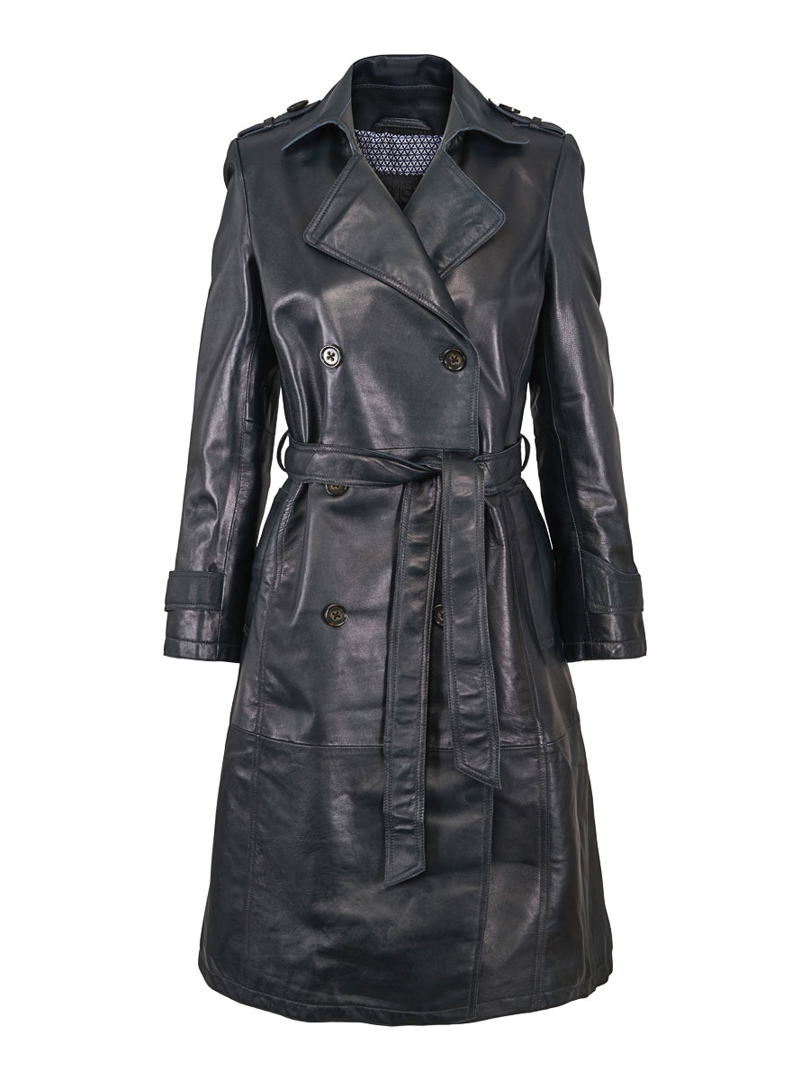 Leather trench coat Navy