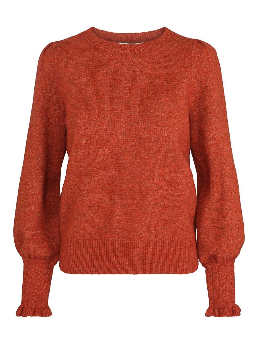 Mohair cable cuff pullover Rust