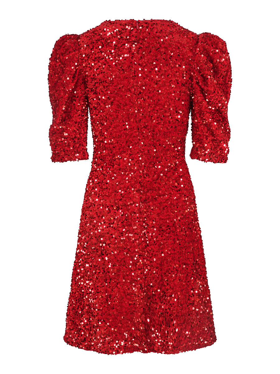 Sequins dress wide skirt Red