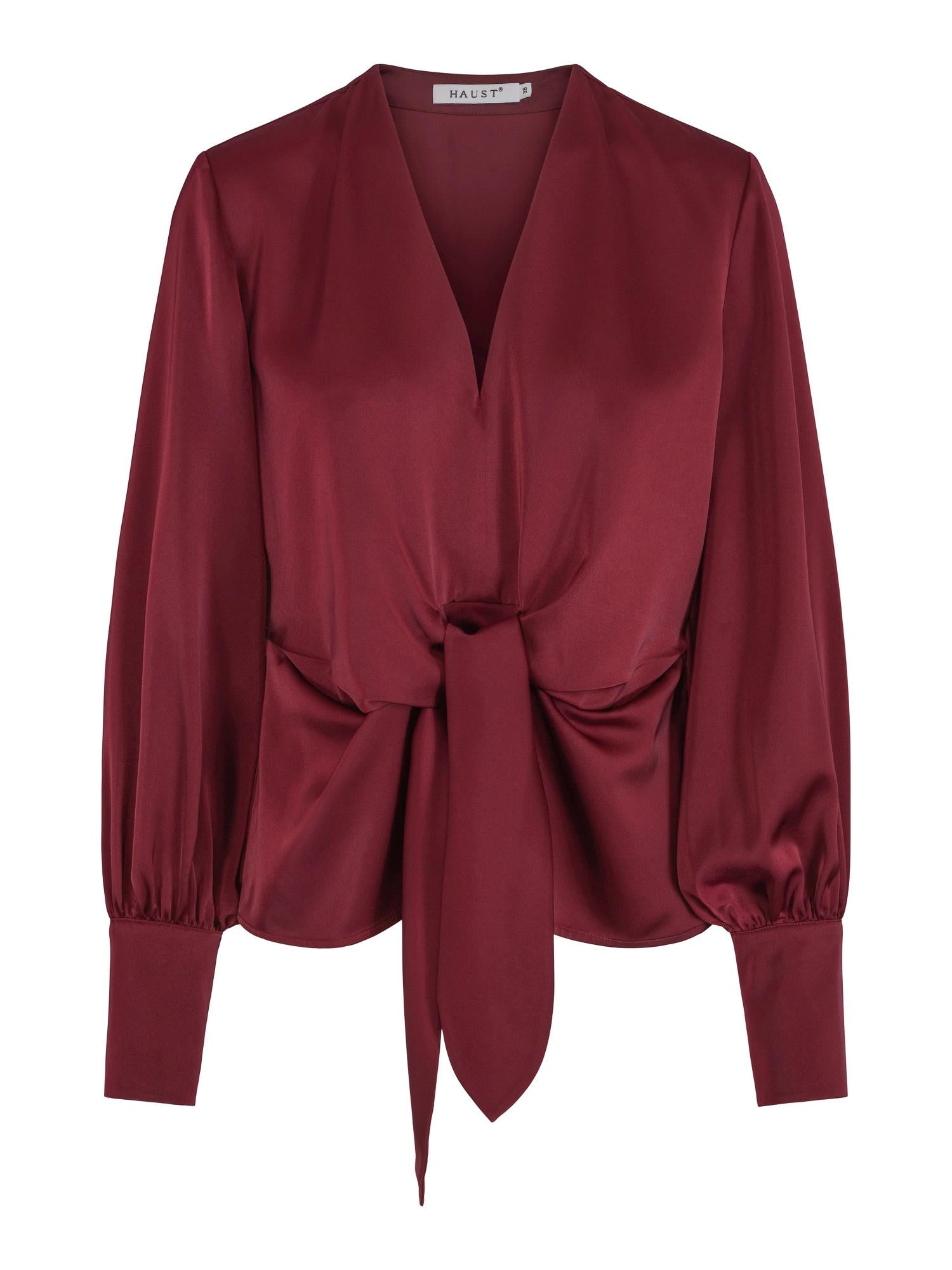 Front tie blouse Deep burgundy