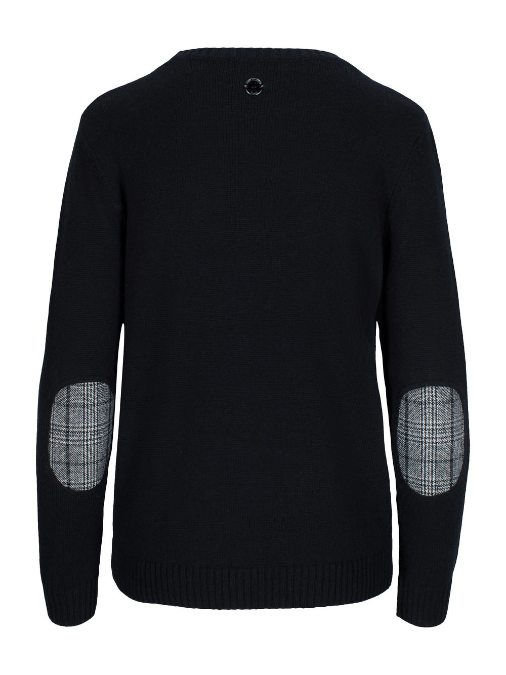Patch round neck pullover Black