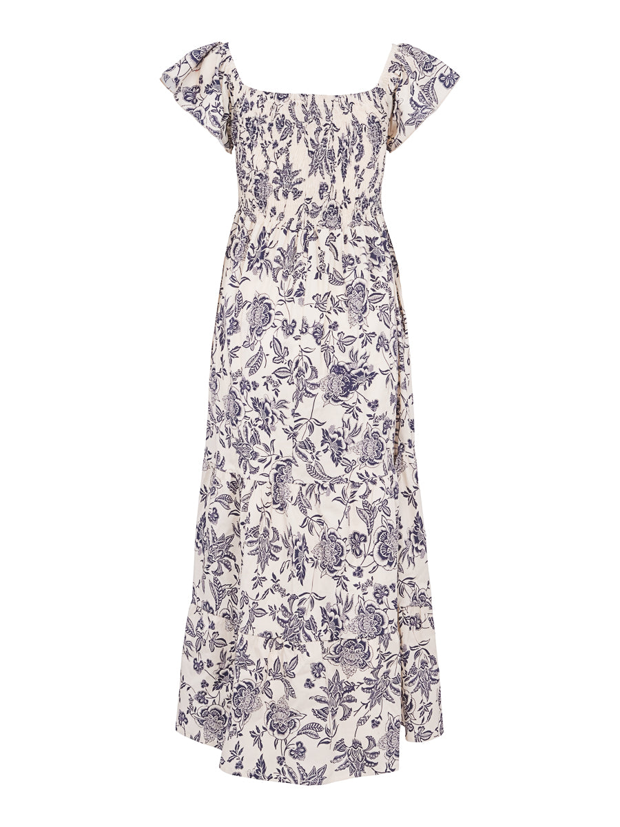 Fab long cotton dress Blue-Flower