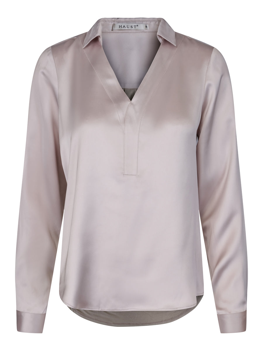 V-neck classic blouse Champagnefarget