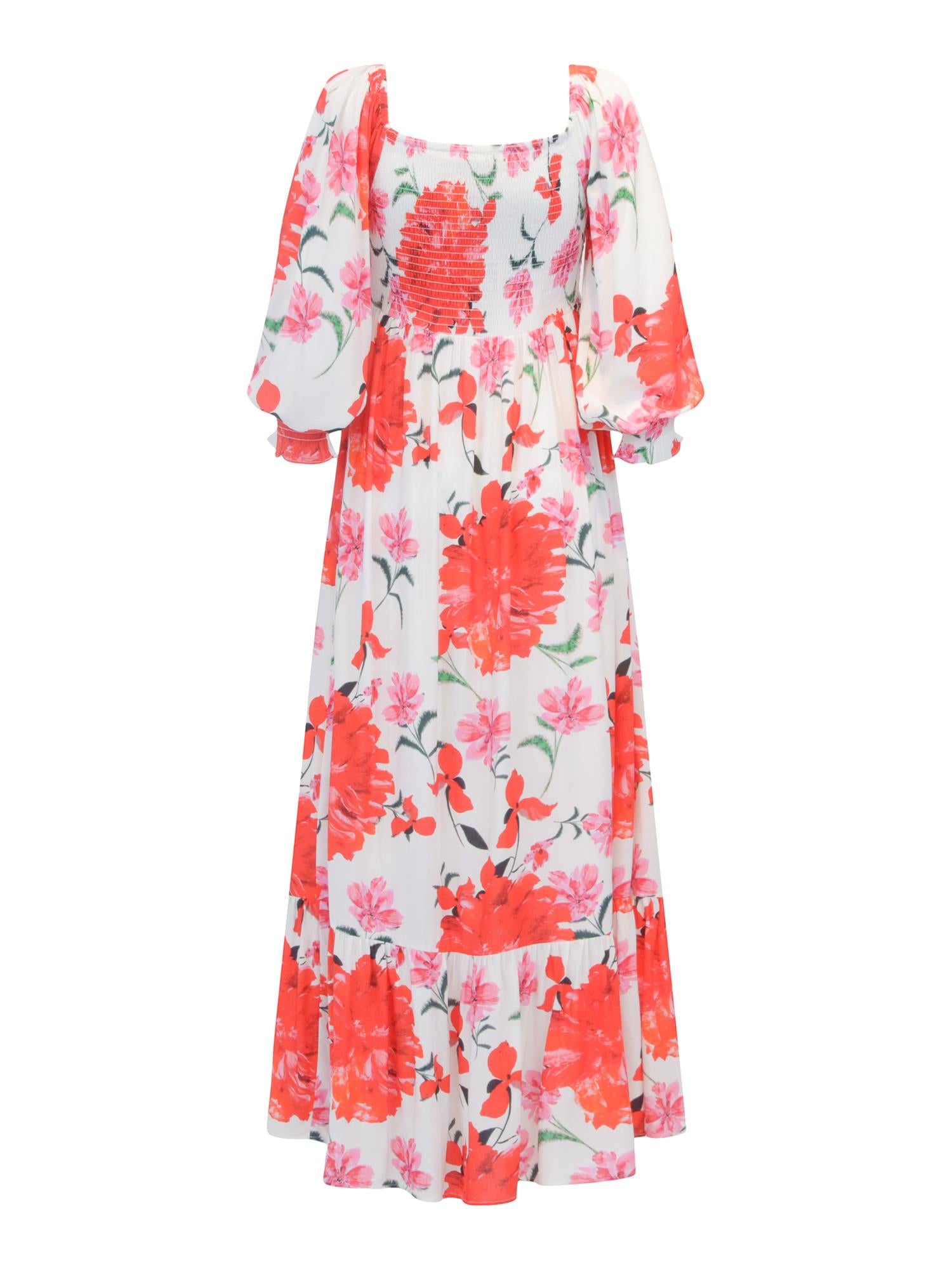 Viscose printed long dress Korall