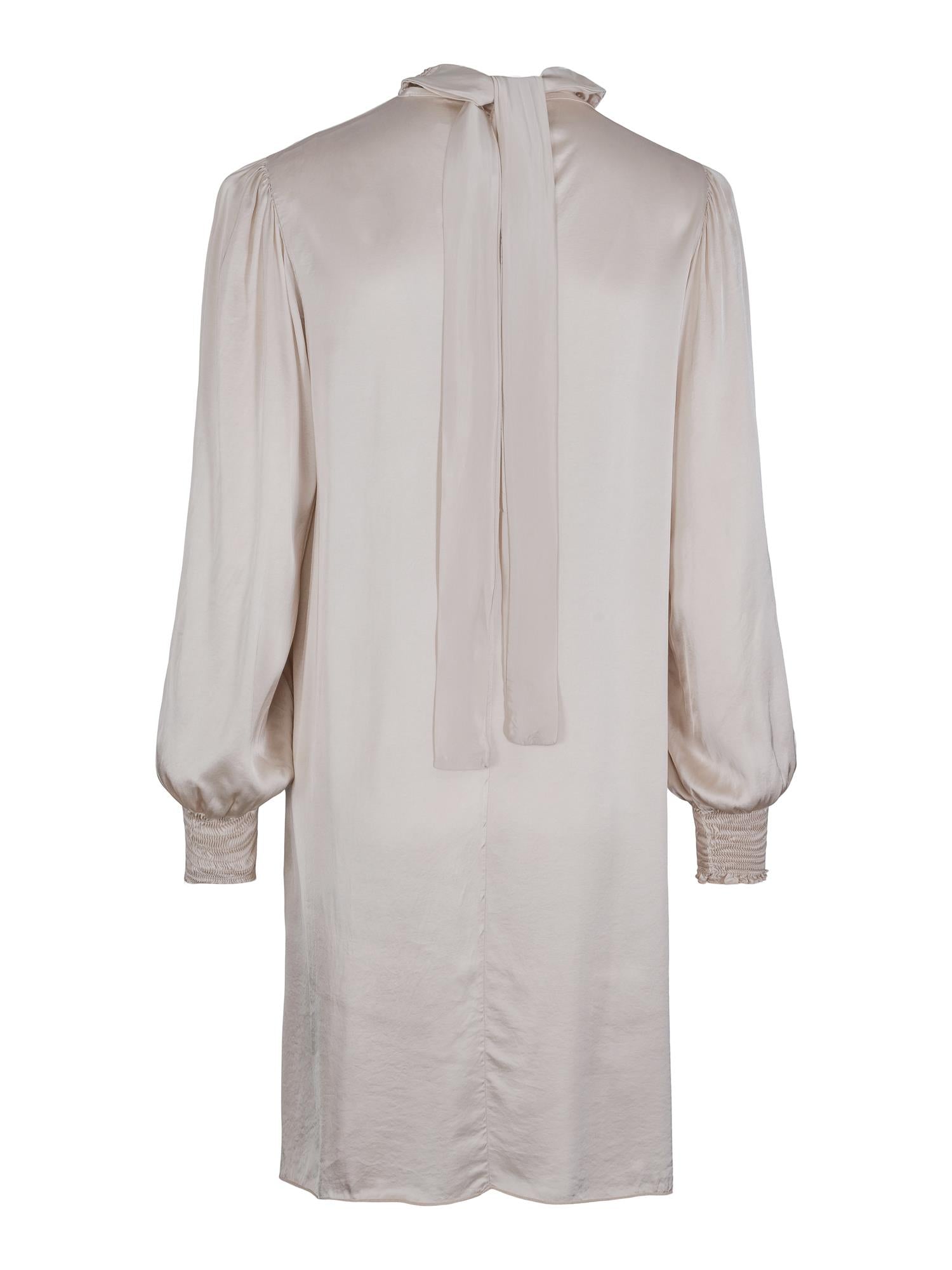 Collar satin strtech dress lys-beige