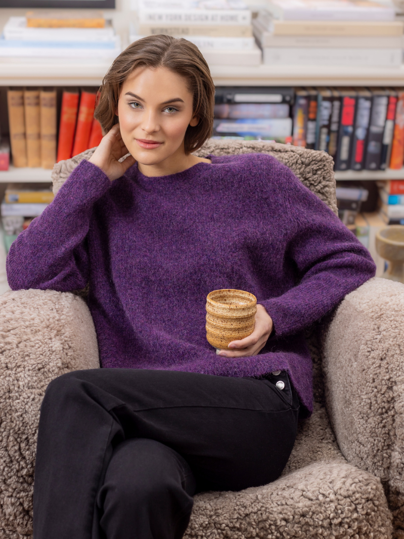 Exclusive mohair casual pullover Plum