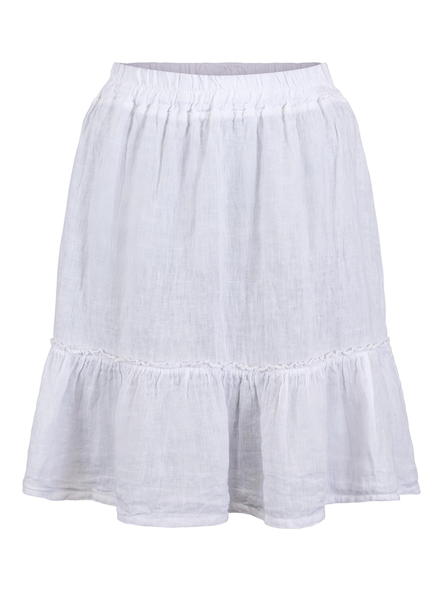 Short linen skirt Hvit