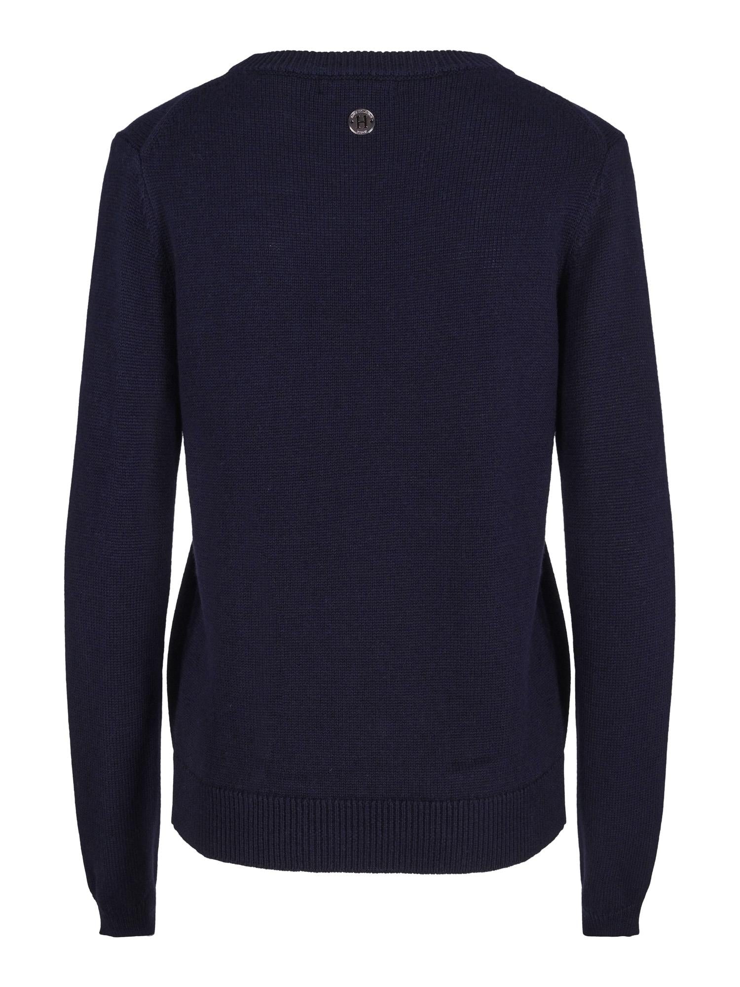 Round neck knitted pullover Marineblå