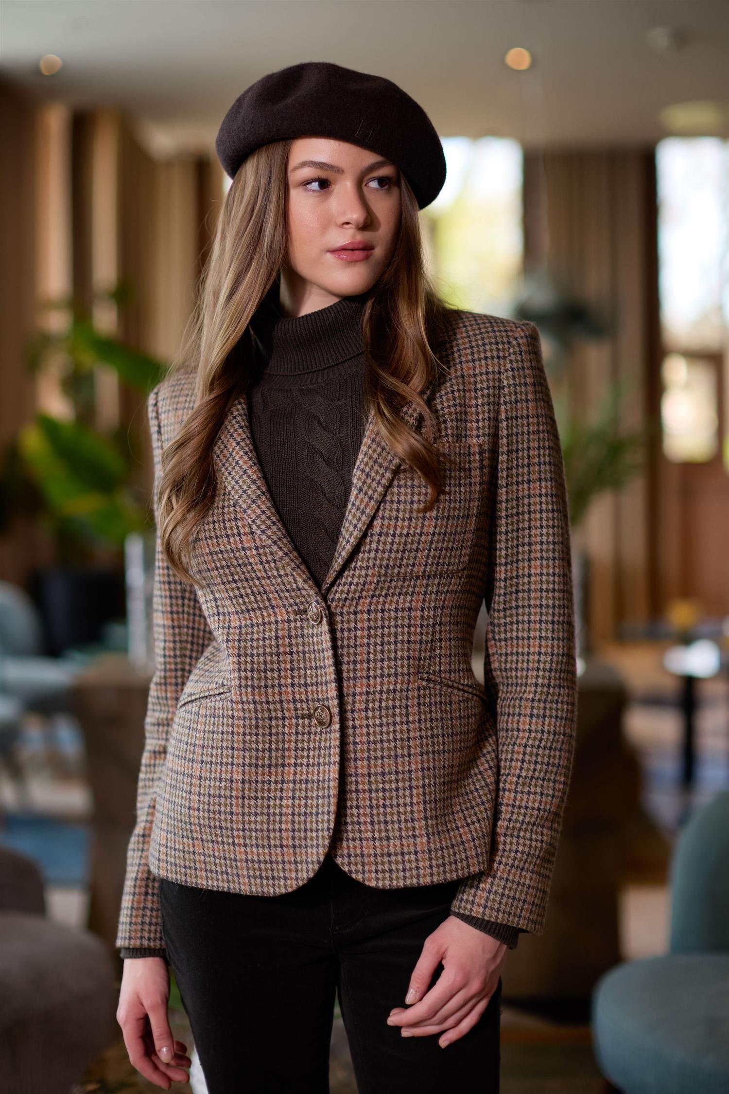 Checked wool blazer Checked