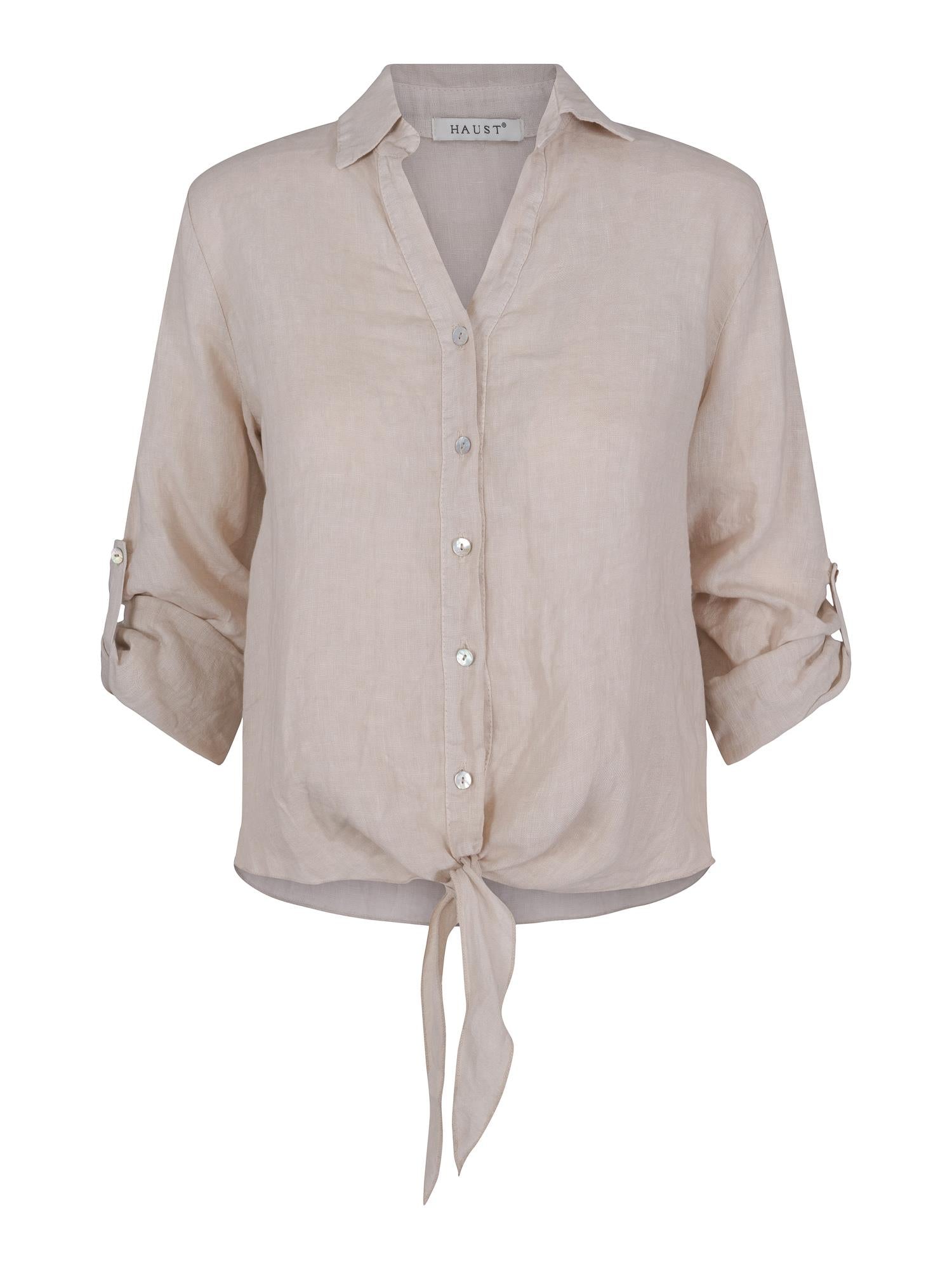Tie linen shirt Lys sand