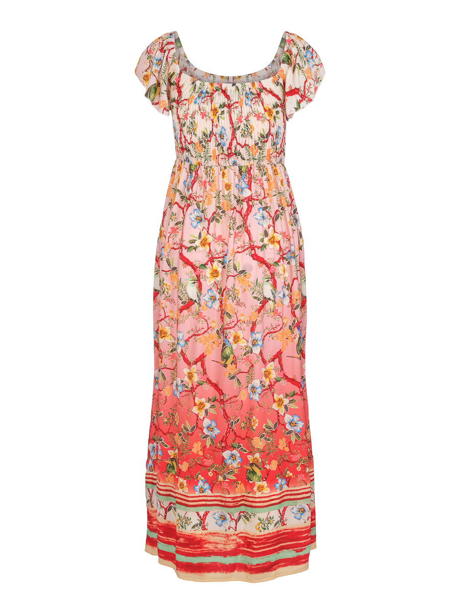 Feminine elastic top dress Red Flower