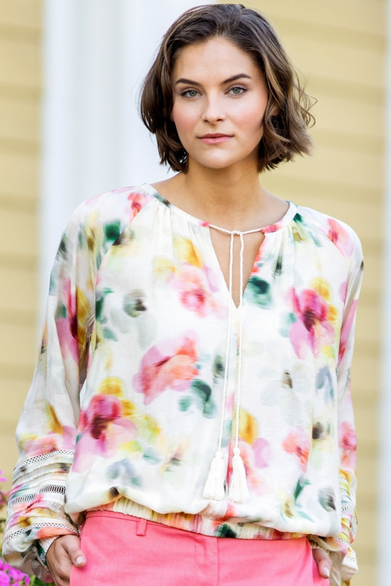 Seam detail sleeve blouse Waterprint