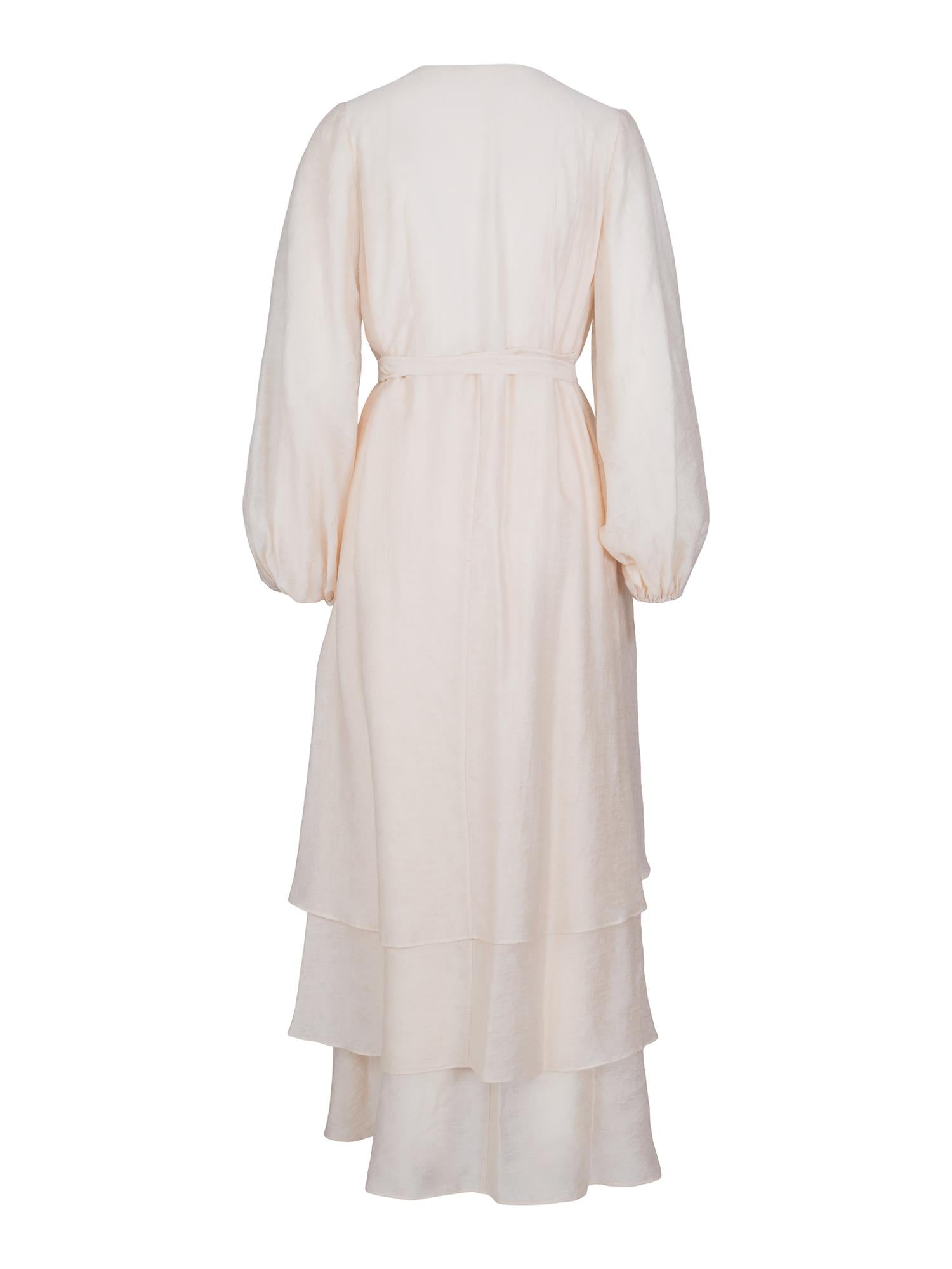 Jacquard long wrap-dress Lys sand
