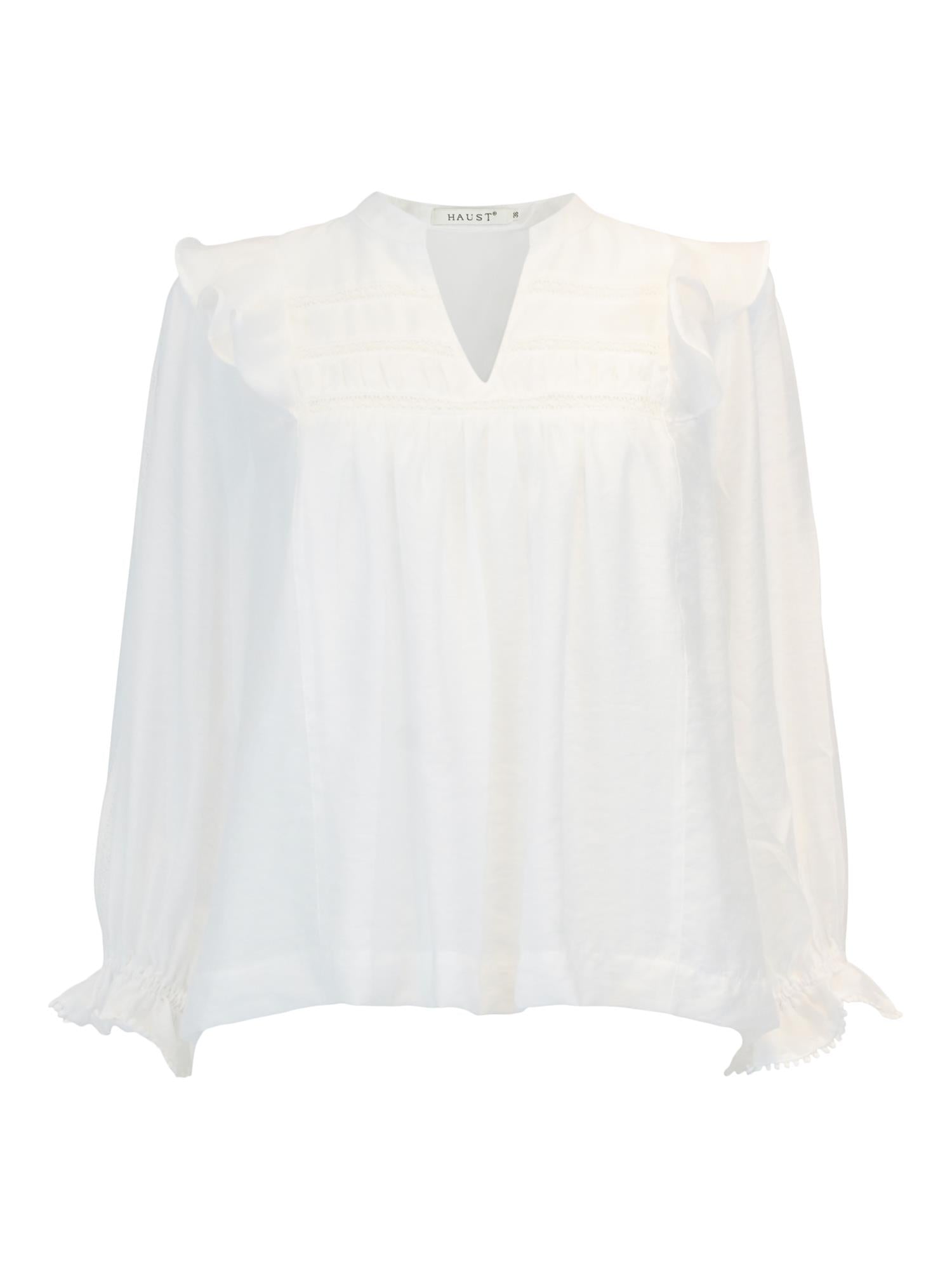Detailed ribbon blouse Hvit