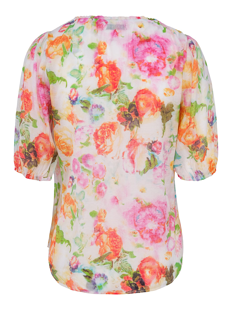 Feminine blouse Orange-Flower