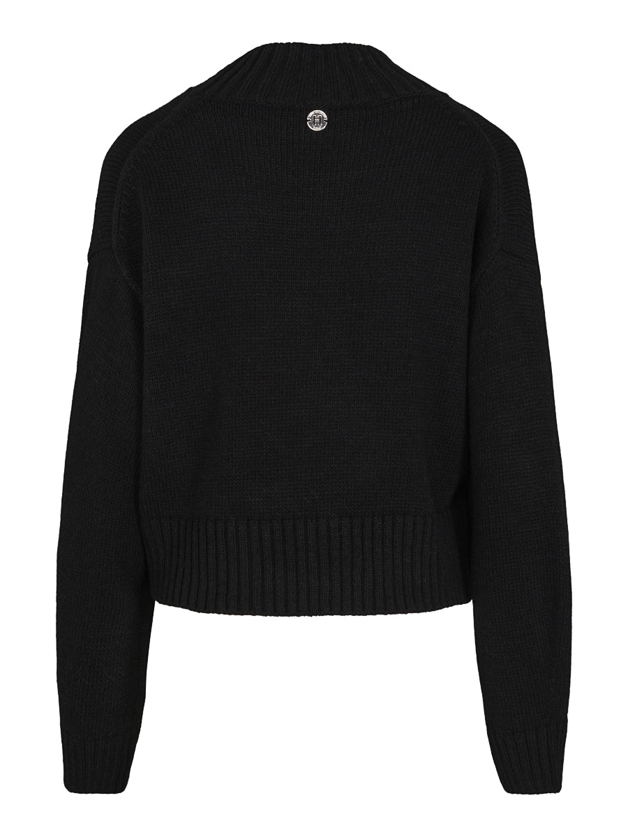 Short knitted pullover Black