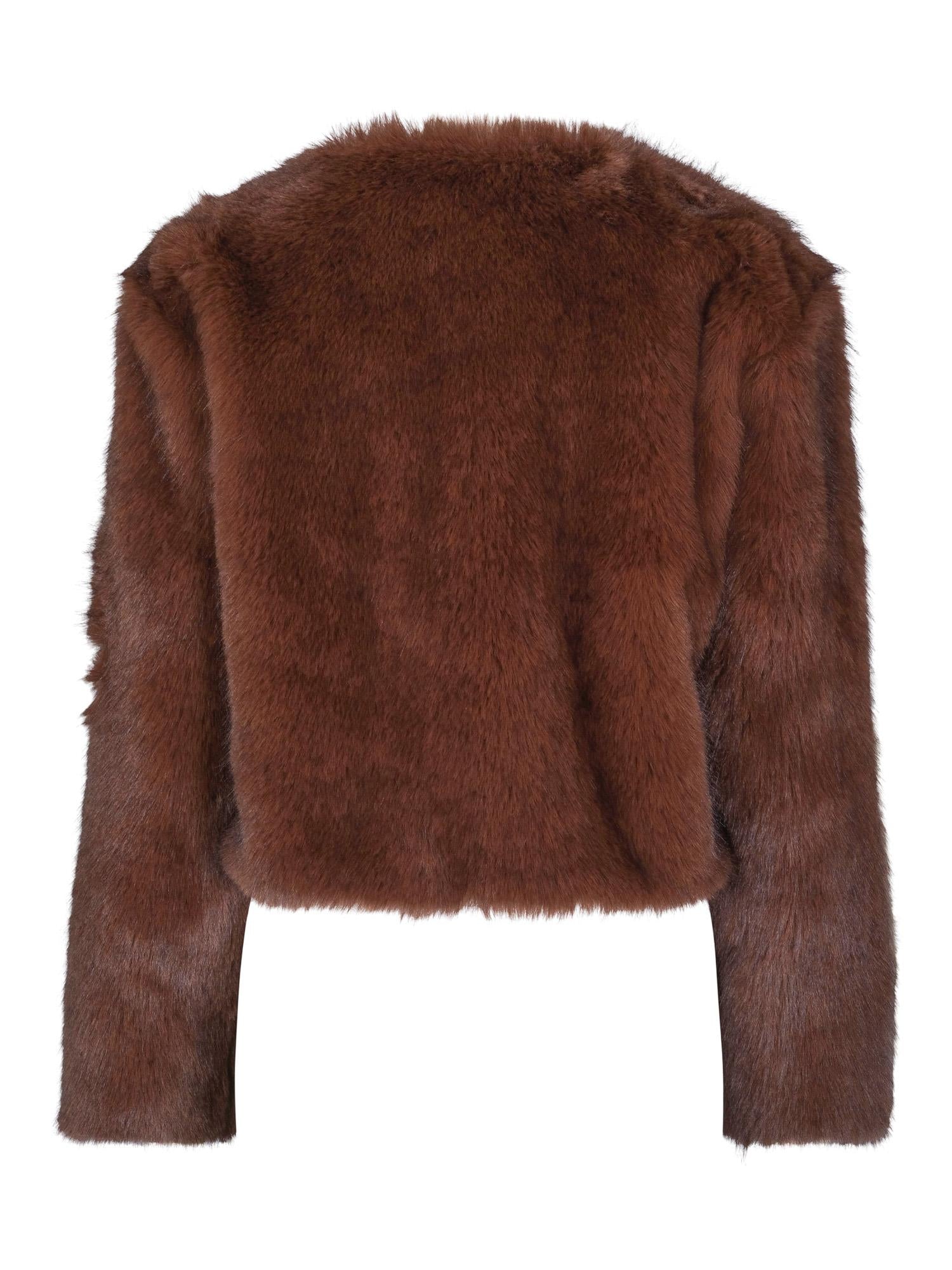 Faux fur jacket classic Mørkebrun