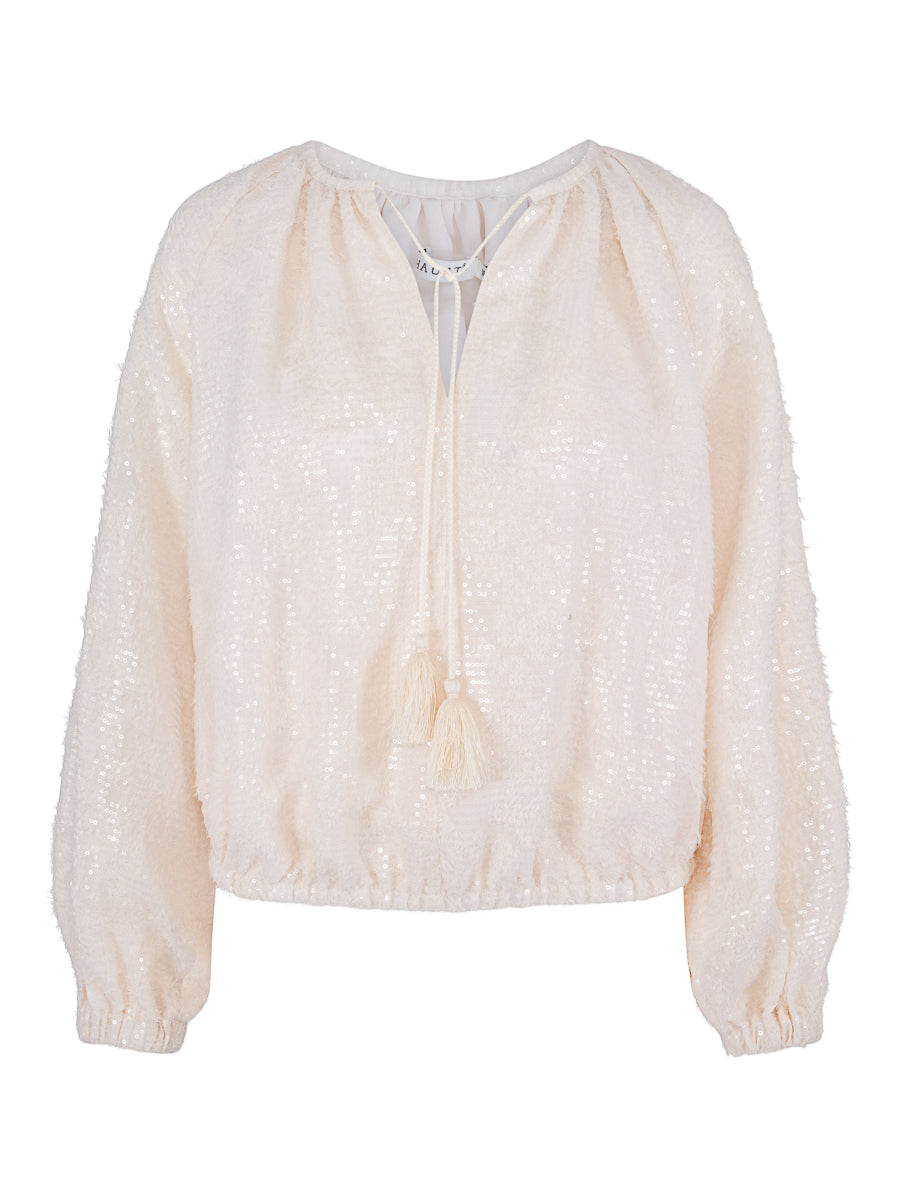 Sequins tassel blouse Ecry